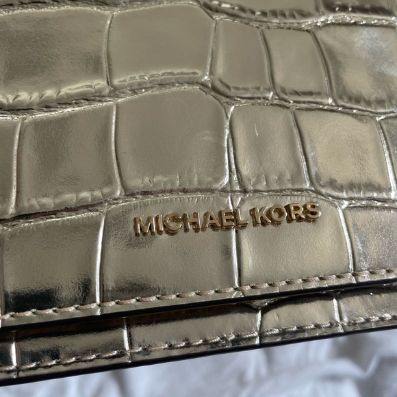 Michael Kors Gold Crocodile Embossed Chain Bag-worn once!